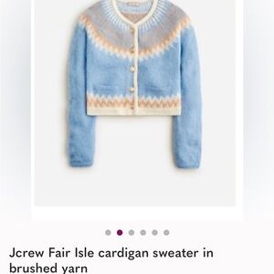 J. Crew Blue and Cream Fair Isle Cardigan